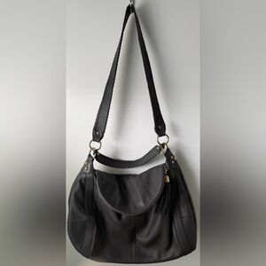 Onna Ehrlich Grey Pebbled Leather Rachel Shoulder/Convertible Crossbody Bag